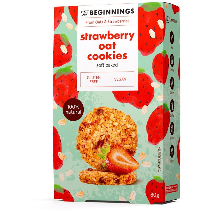 The Beginnings Strawberry Oat Cookie 80g Gluten-Free