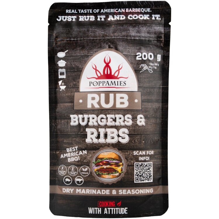 Poppamies Rub Burgers & Ribs Spice Mix 200g