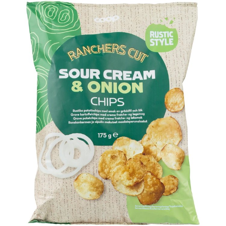 Coop Country Style Potato Chips Sour Cream & Onion 175 g