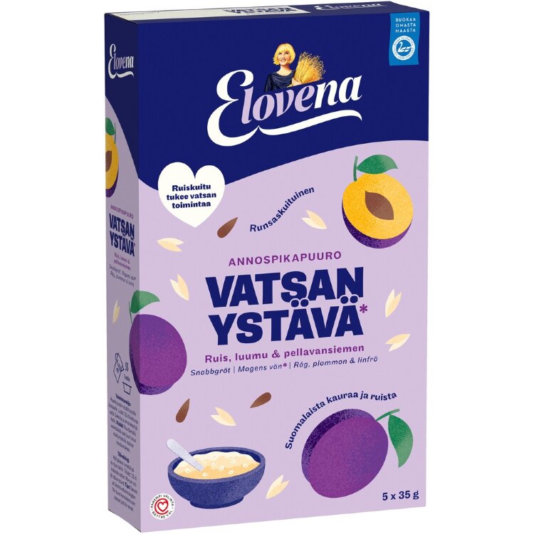 Elovena 175g Stomach Friendly Rye, Plum & Flaxseed Instant Porridge