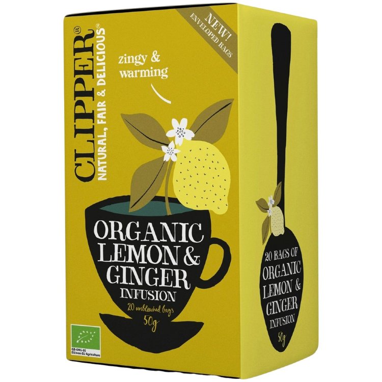 Clipper Organic Lemon And Ginger Flavored Herbal Infusion 50g / 20 Bags