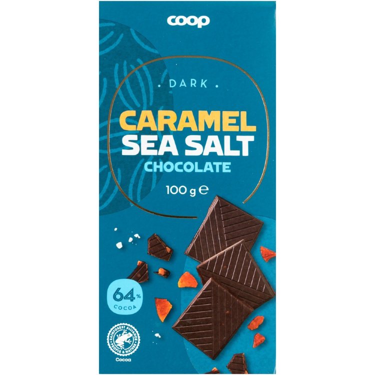 Coop Dark Chocolate 64% Caramel And Sea Salt 100 g
