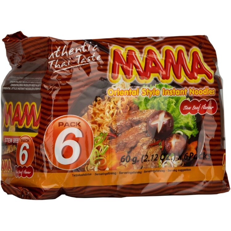 Mama 6-pack Beef Flavor Noodles 6x60g