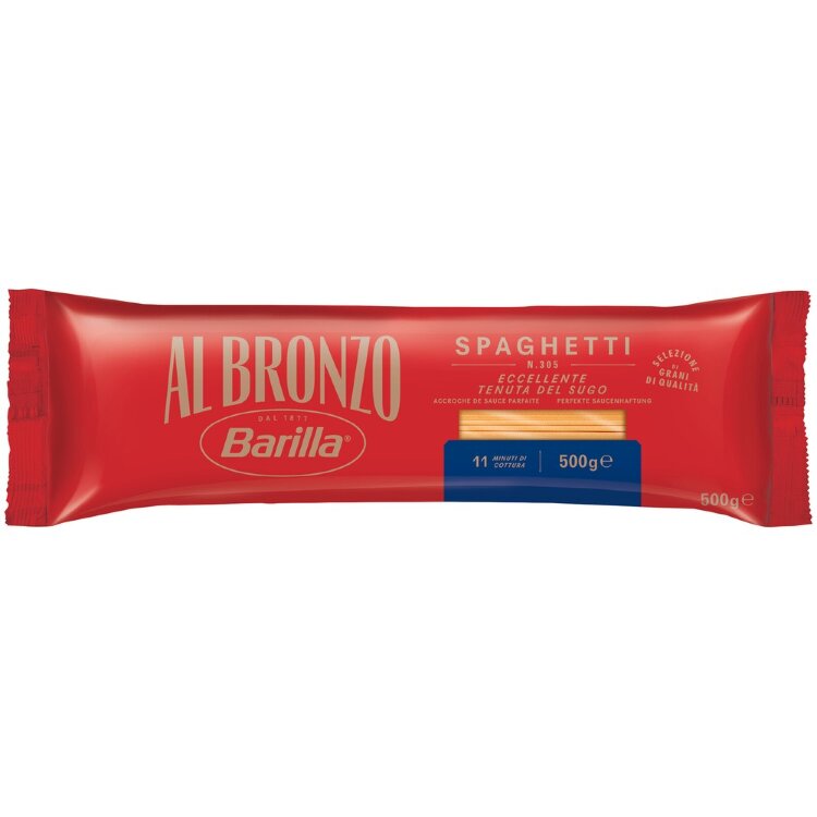 Barilla Al Bronzo Spaghetti No. 305 Pasta Made from Durum Wheat 500g