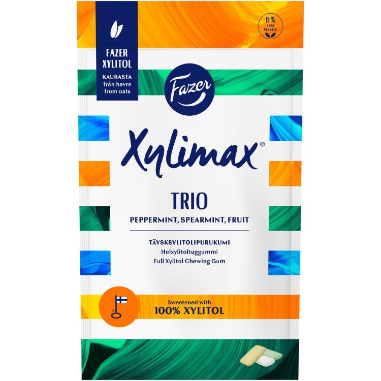 Fazer Xylimax Trio 130g peppermint, spearmint and fruit flavored full xylitol chewing gum