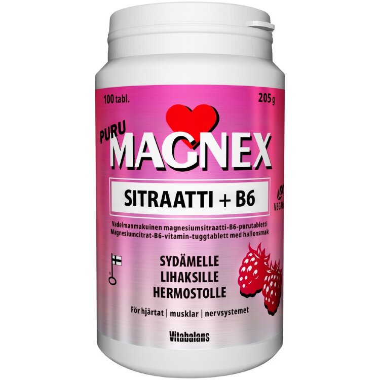 Magnex Citrate 375 mg + B6 Raspberry Chewable Tablet 100 Tablets.