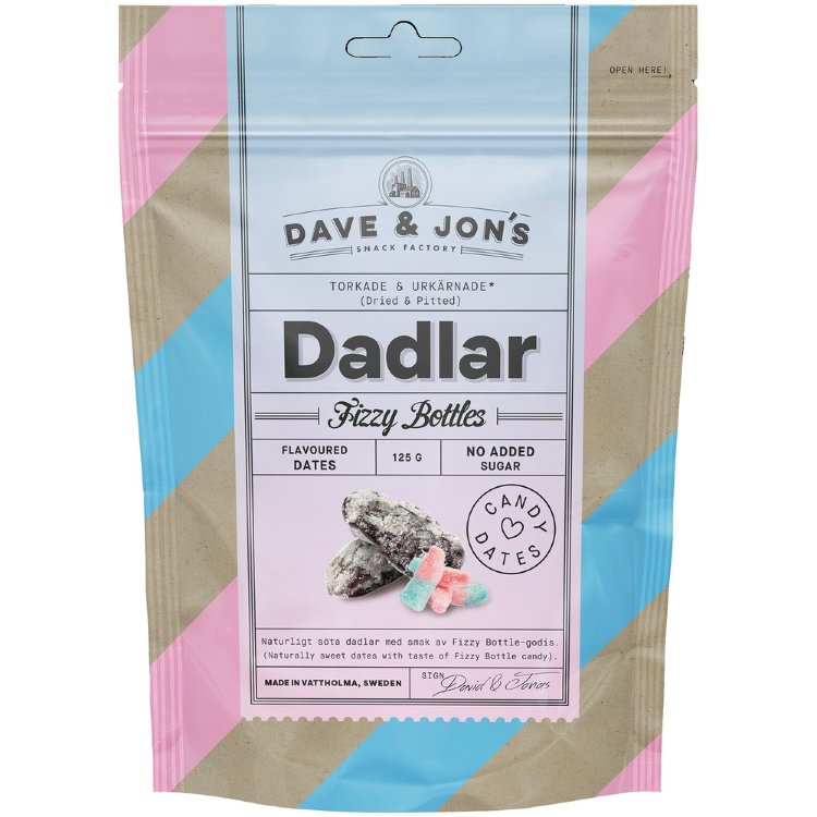 Dave & Jon´s Fizzy Bottle - Stone-Free Date Candies with Caramel Flavor 125 g