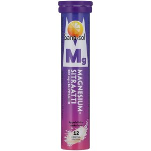 Sana-sol Magnesium Citrate 300mg+B6 Vitamin Orange Flavored Magnesium-B6 Effervescent Tablet Dietary Supplement 12 Effervescent Tablets