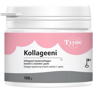 Tyyne Collagen 100 g, domestic collagen-hyaluronic acid-biotin-zinc-vitamin C powder, Vitabalans